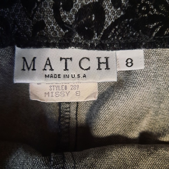 VINTAGE MATCH WOMEN'S SZ 8 GRAY- BLACK FLORAL‎ FLARE SIDE ZIP PANTS - Picture 7 of 9